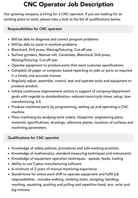 cnc machine operator duties|cnc machine setup operator.